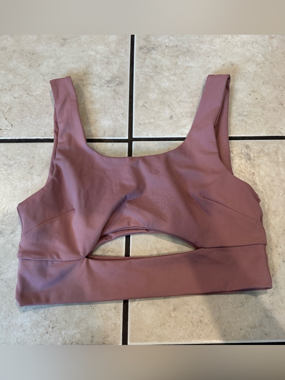 Mauve Scoop Neck Cutout Crop Top